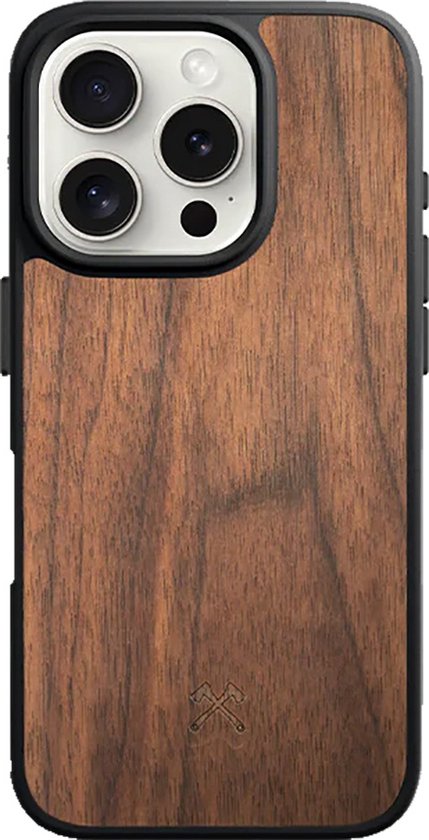 Woodcessories Backcase étui adapté pour iPhone 16 Pro Max - Bois de noyer - Bois