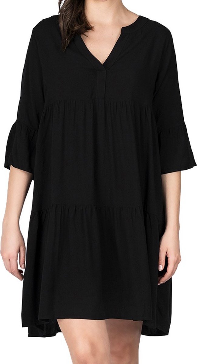 DENIMFY Dames Jurk DFFrida regular fit Zwart S/M V Hals Volwassenen