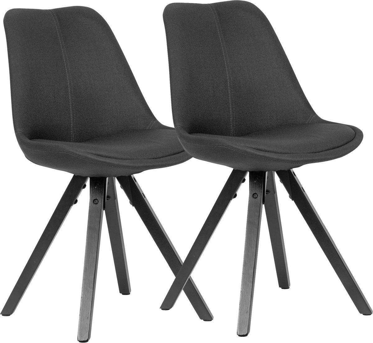 set van 2 eetkamerstoelen antraciet met zwarte poten stoel Scandinavisch | Gestoffeerde stoel met stoffen bekleding | Design keukenstoel gestoffeerd