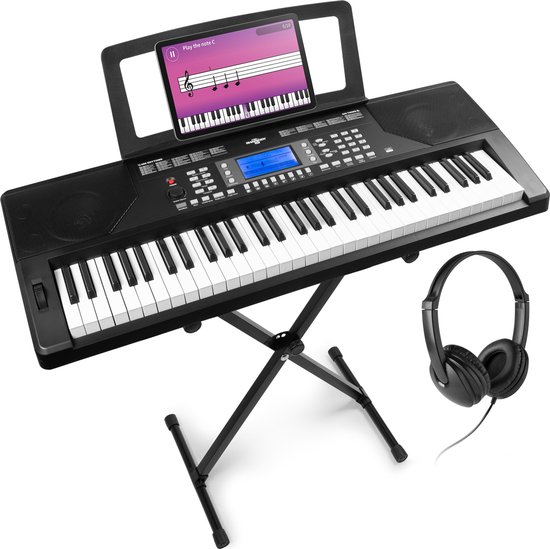 Ensemble clavier MAX Rhapsody61P - comprenant support et casque - 61 touches sensibles à la vélocité