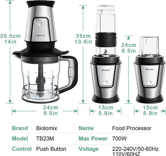 Eszenzics™ 3-In-1 Multifunctionele Keukenmachine - 700W - 1.2 liter - Easy Clean - Compact - Juicer - Maler - Blender - Hakmolen - Smoothie - Mixer van Eszenzics™ — afbeelding 2