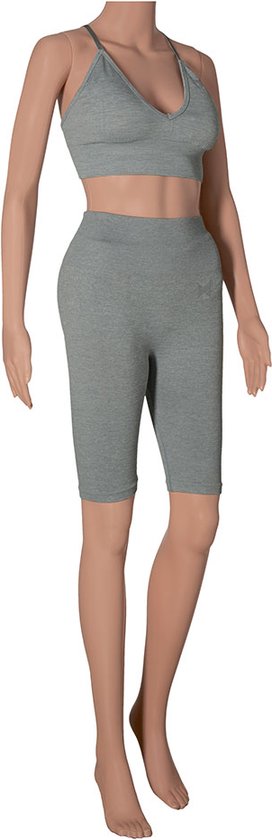 Xtreme - Ensemble de sport femme - Short/ BH - Grijs - S - Short de Sport - Vêtements de Vêtements de sport femme