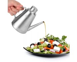 Stainless Steel Olive Oil Dispenser 600ml - Long Opening Ingredient Dispenser - Oil Bottle Spice Kettle Jug for Oil Vinegar Sauce