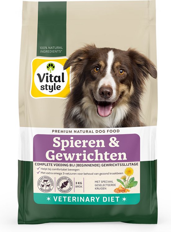 VITALstyle Hond Spieren & Gewrichten - Hondenbrokken - Voor Het Behoud Van Een Goede Mobiliteit - Met o.a. Zalmolie & Glucosamine - 3 kg