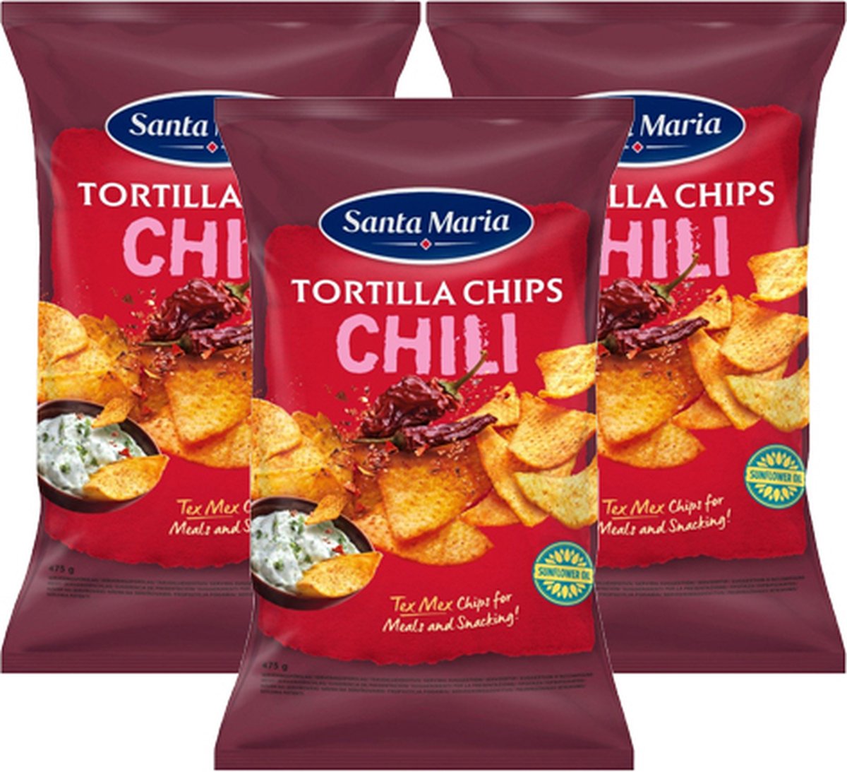 Santa Maria - Tortilla Chips Chili - 3x 475g