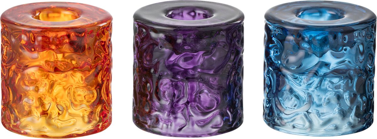 J-Line kaarshouder Hamer - glas - mix - 3 stuks Multi