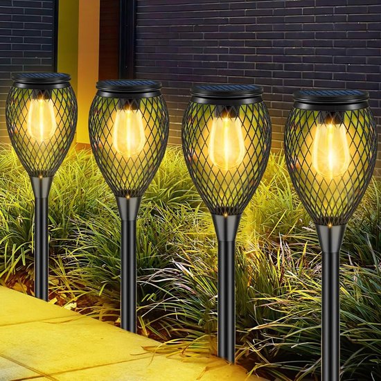 Set van 8 zonnelampen op de grond, 8 leds, voor tuin, buiten