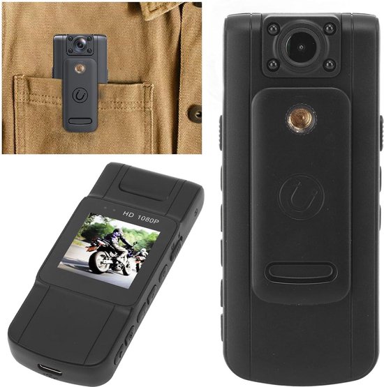 Mini Bodycam Met 1080P HD – 180° Draaibare Lens, 1,54″ Scherm, Nachtzicht, Bewegingsdetectie & Clip – Voor Reis, Werk, En Veiligheid