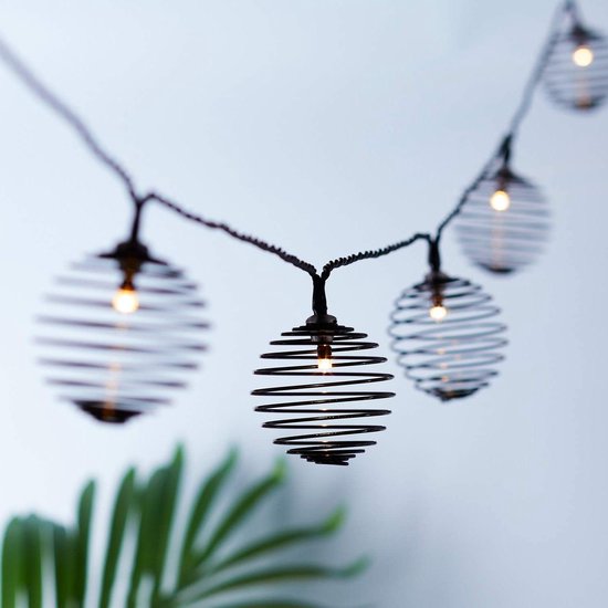 Foto: Tuinverlichting op zonne energie met lichtsnoer 10 stuks spiraal voor buiten tuin