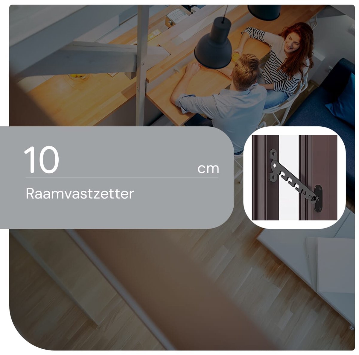 Raamvastzetter en Deurvastzetter 10cm - met Bevestigingsmateriaal - Zwart thumbnail 2