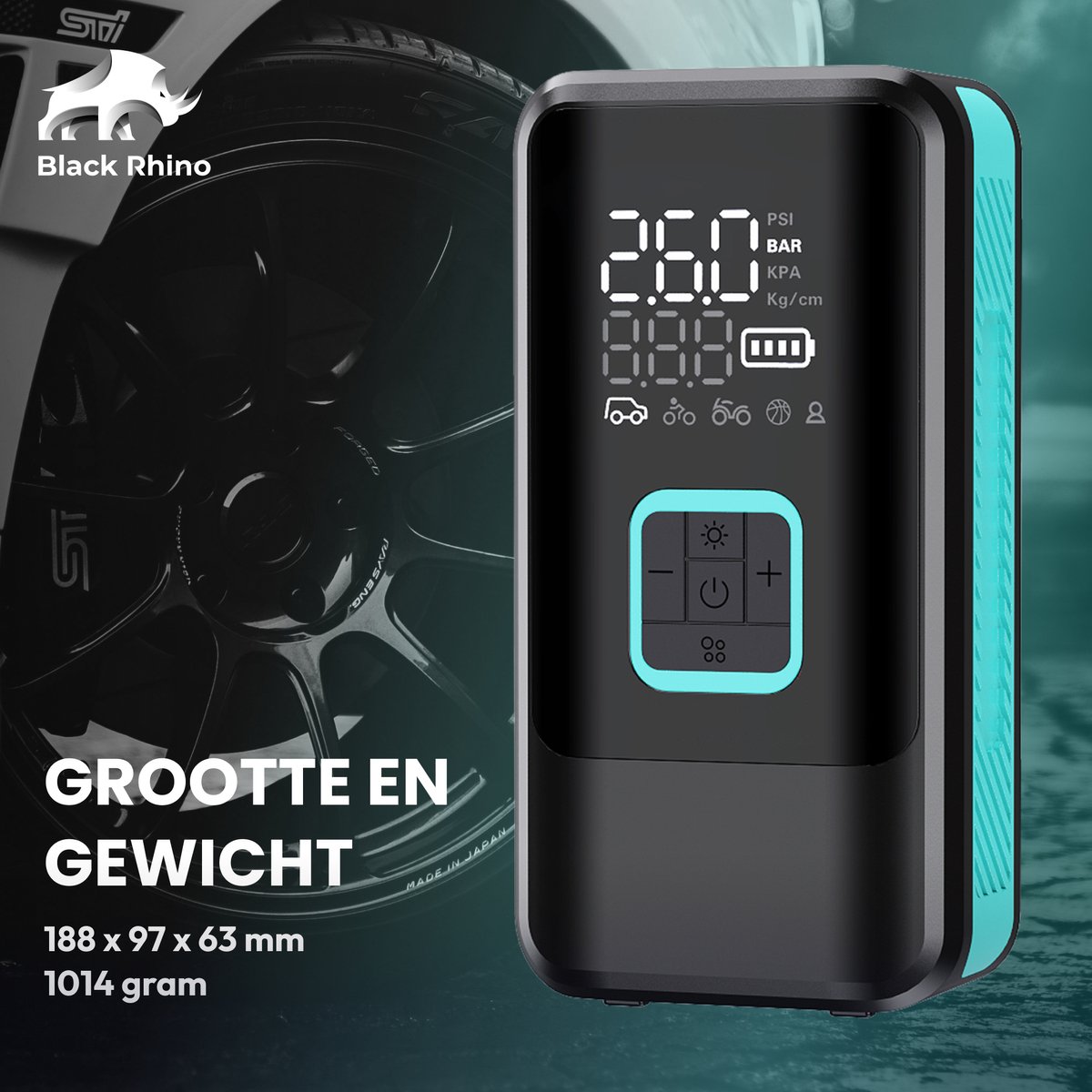 Black Rhino AeroBoost T-3 - Krachtige Autobanden Pomp thumbnail 6