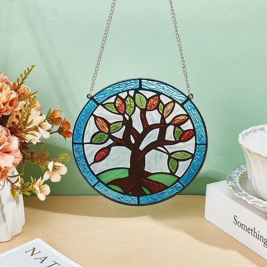 Vogel Gebrandschilderd Raam Opknoping Zonvanger Kolibrie Decor Acryl Geschilderde Vogels Ornament Hangende Vogel Zonvanger Op Draadpaneel Ornament Hanger Glas For Raam Huis Tuin Decoratie (Color : 6
