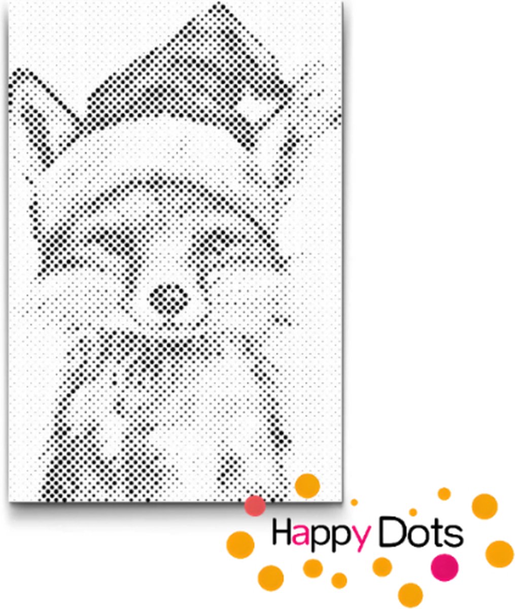 HappyDots DOT Painting Vos met Kerstmuts - Stippelschilderij 20x30cm