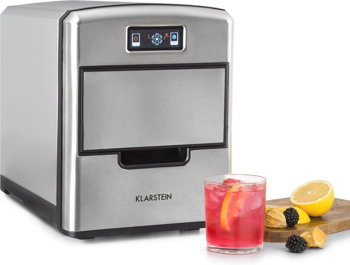 IJsblokjesmachine met Digitaal Display - Produceert Tot 12 kg IJsblokjes per Dag - 3 Kubusgroottes - Roestvrij Staal