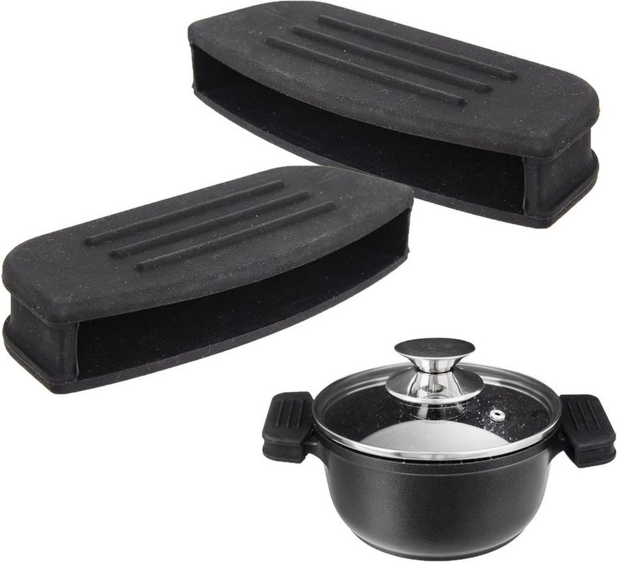 Handgrepen voor Kookpannen Silicone GRANDE 2 stuks - Pannen Handvat Set - Ovenwanten