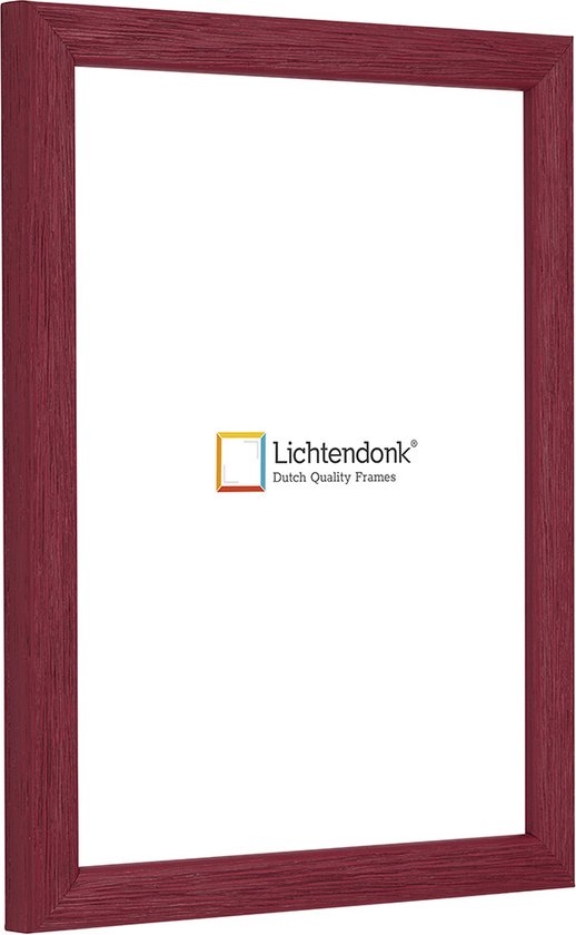 Cadre photo - Cadre photo - Rouge bordeaux - Hémisphère avec grain de bois apparent - Format photo 50x70 - Verre antireflet - Art 1055005850701