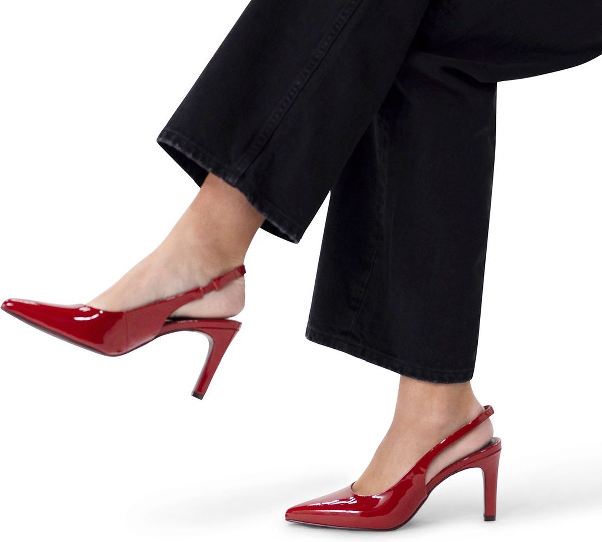 Manfield - Dames - Rode lakleren slingbacks - Maat 36