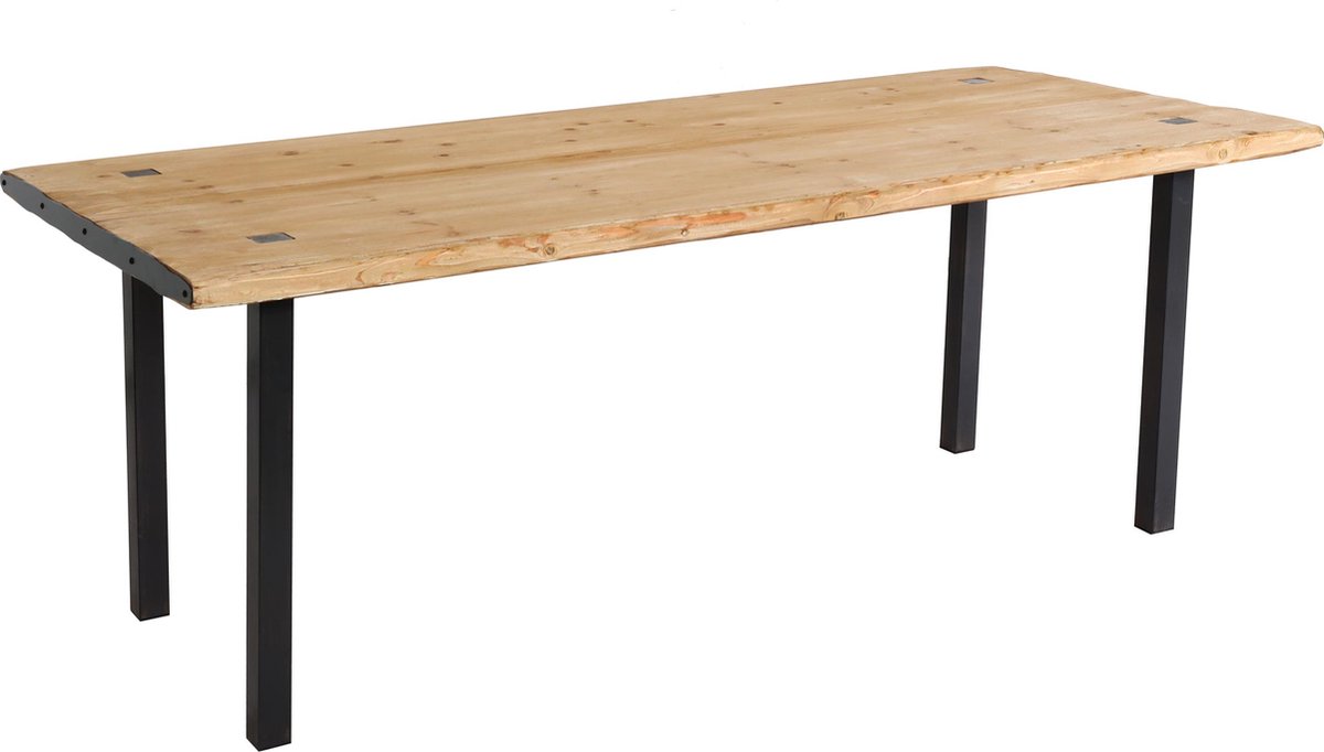 MCW Eettafel MCW-L75, eetkamertafel, industrieel massief hout MVG-gecertificeerd 200x90cm, naturel bruin