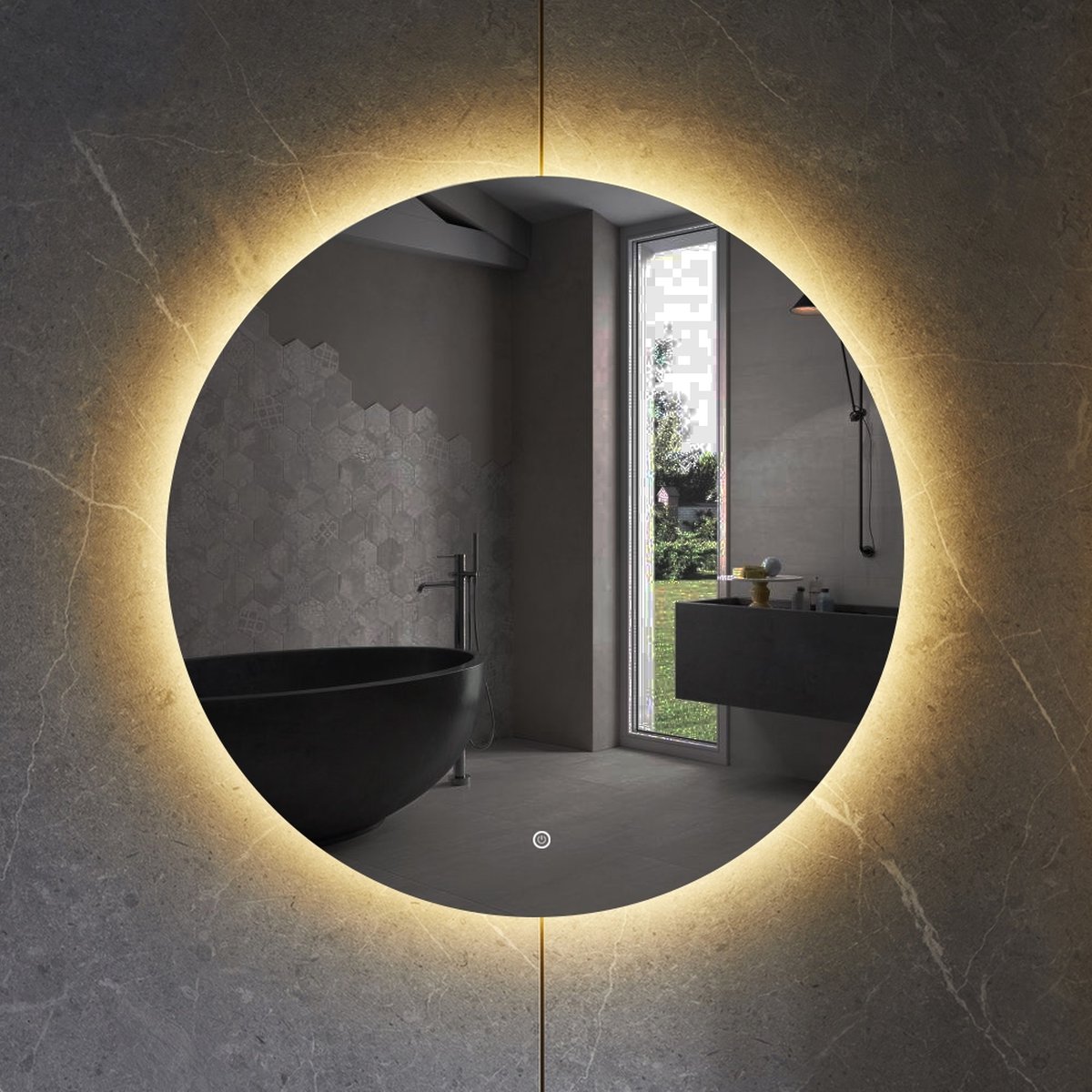 Badkamerspiegel Rond 80 cm - LED Verlichting - Dimbaar - 3 Standen - Anti Condens Verwarming - Ronde Badkamerspiegel