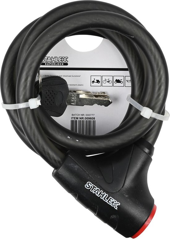 Stahlex Kabelslot - Multifunctioneel - Spatwaterdicht - Slagvast - 1,2 meter - Mat Zwart van Stahlex — afbeelding 4
