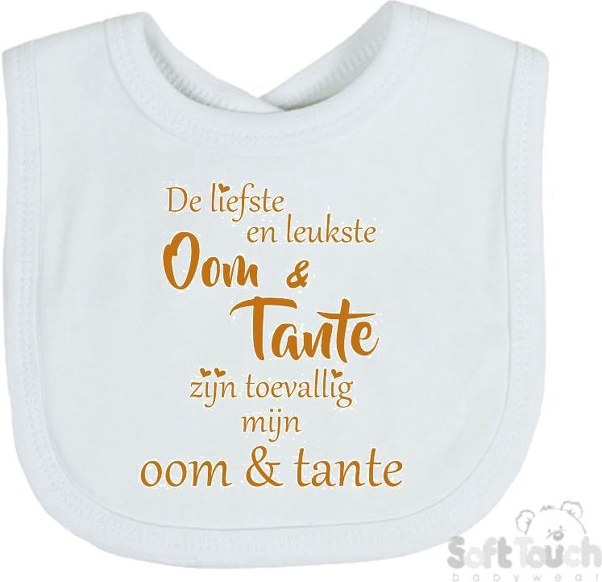 Goedkoopste Soft Touch Slabber Slabbetje Slab De liefste en leukste Oom & Tante zijn toevallig mijn Oom & Tante Unisex Katoen Wit/tan Maat 33x22 Cm