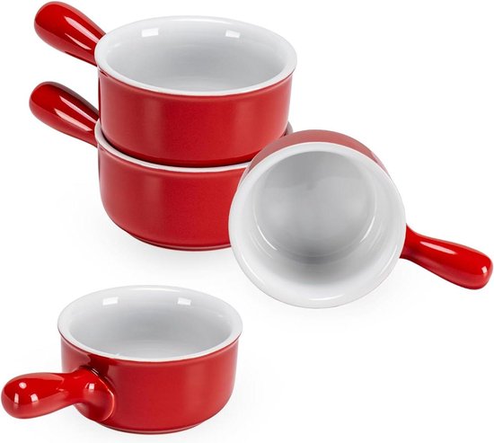 Keramische soepkom met handvat, 900 ml, magnetron-soepkopjes met deksel