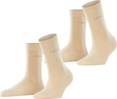Esprit Uni 2-Pack eenkleurig katoen multipack sokken dames beige - maat 39-42