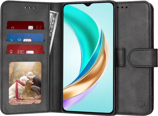 Custodia Honor X6b in pelle flip case portafoglio nero