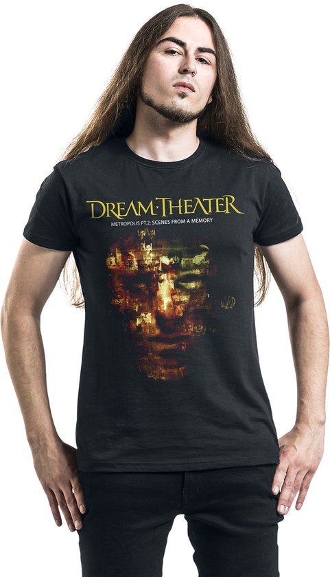Dream Theater Logo T-shirt zwart XL 100% katoen Band merch, Bands