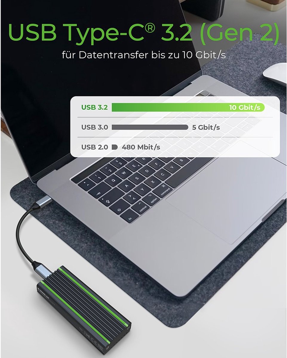 ICY BOX 60717 M.2 harde schijf-behuizing M.2 PCIe NVMe SSD USB 3.2 Gen 2