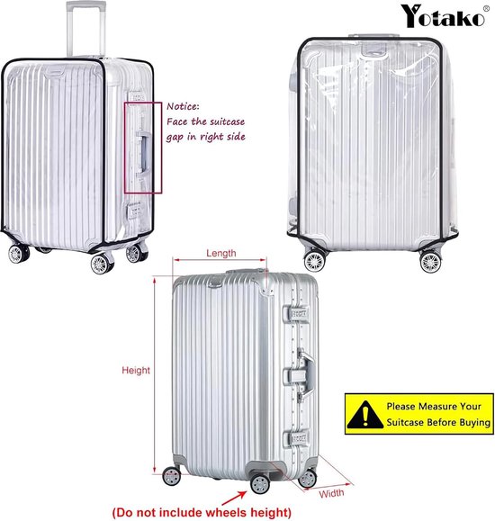 Werownsgso Transparante kofferhoezen, pvc-beschermhoes, doorzichtig, stofdicht, zwarte rand, bagageafdekking, anti-stof, anti-kras voor reizen, Transparant., 30 Zoll, Classic