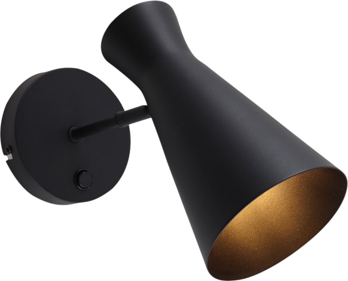 Olucia - STEVE - Wandlamp - Zwart - Vorm: Kegel