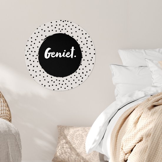 WallCircle® - Cercle de papier peint 80x80 cm - Stickers muraux Enjoy - Citations - Texte - Points - Cercle mural de salon - Cercle mural de chambre - Décoration de pièce autocollante - Accessoires de Décoration murale