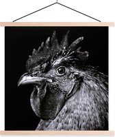 Porte-affiche avec affiche - Affiche scolaire - Coq - Vogel - Zwart - Wit - 90x90 cm - Lattes vierges