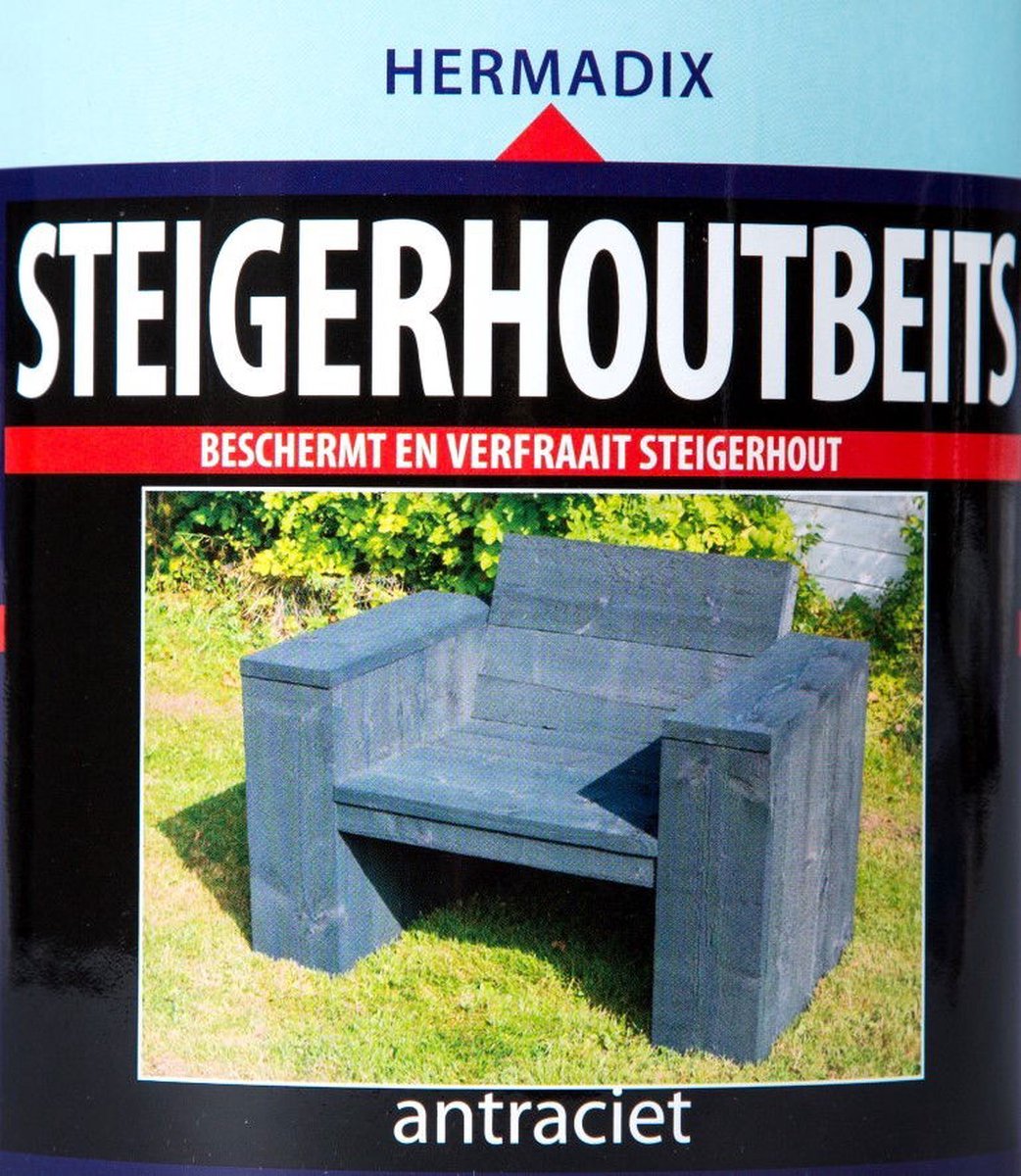 Hermadix Steigerhoutbeits - 0,75 liter - Antraciet – foto 5