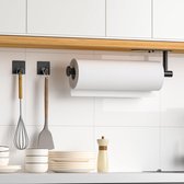 Bol.com Zelfklevende Keukenrolhouder met 2 Kleefhaken van Roestvrij Staal voor Keukenrol - Muur en Onder Keukenkasten - Zwart ke... aanbieding