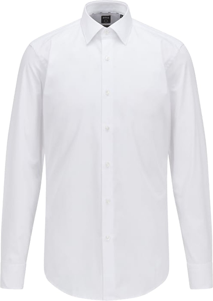 BOSS Hank slim fit overhemd - popeline - wit - Strijkvriendelijk - Boordmaat: 46