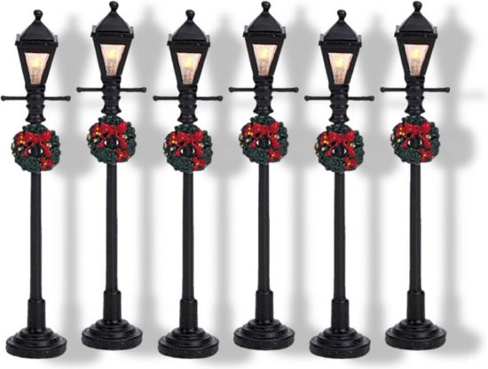 Lemax - Gas Lantern Street Lamp -  Set Of 6 -  B/o (4.5v) - Kersthuisjes & Kerstdorpen