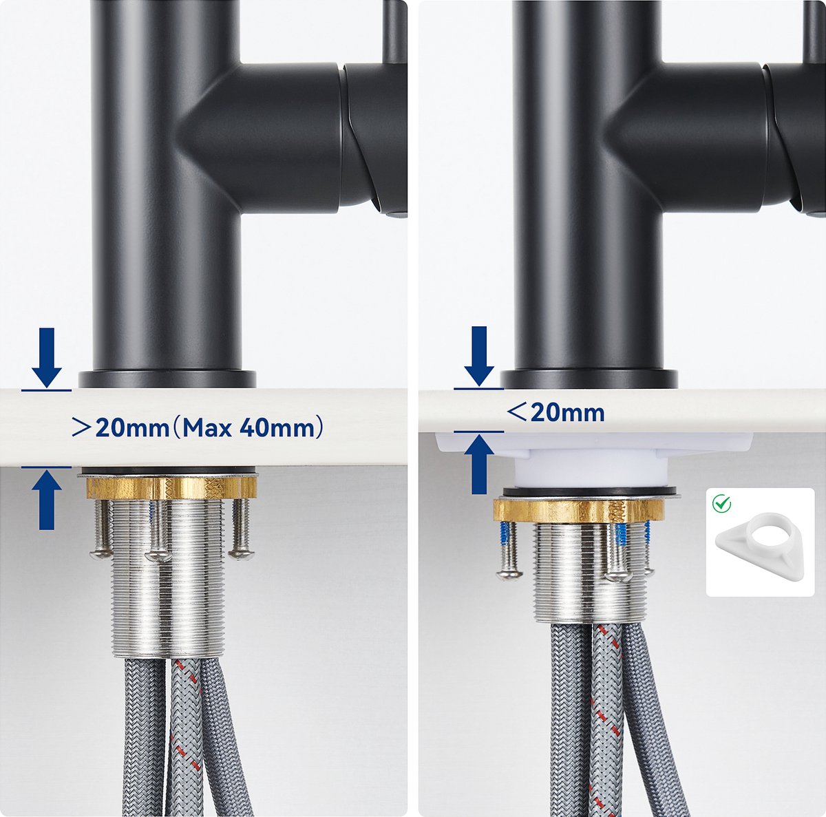 CECIPA Keukenkraan zwart met 2 waterstraalsoorten, flexibele mengkraan keuken zwart, keukenkraan, wastafelarmatuur keuken roestvrij staal, armatuur keuken zwart, spoelbak kraan 360° waterkraan