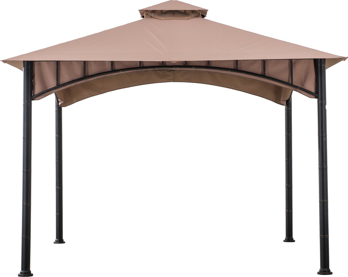 Gazebo luxe partytent tuinpaviljoen 340x340cm in bronze met stalen frame en hip-roof top