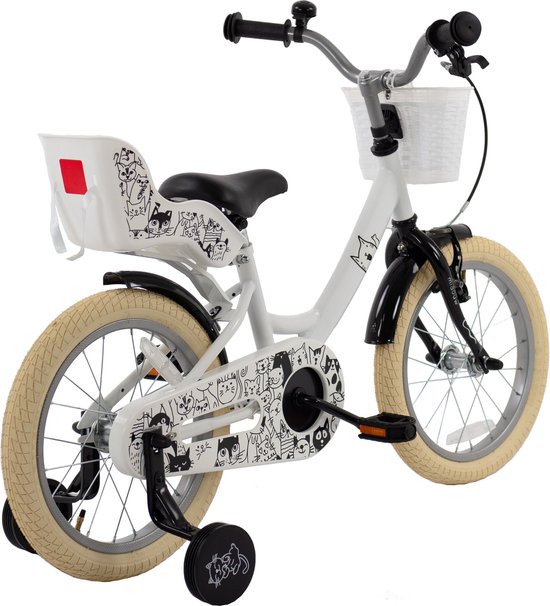 2Cycle Cat Kinderfiets - 16 inch fiets - Meisjesfiets - Zwart-Wit van 2Cycle — afbeelding 3