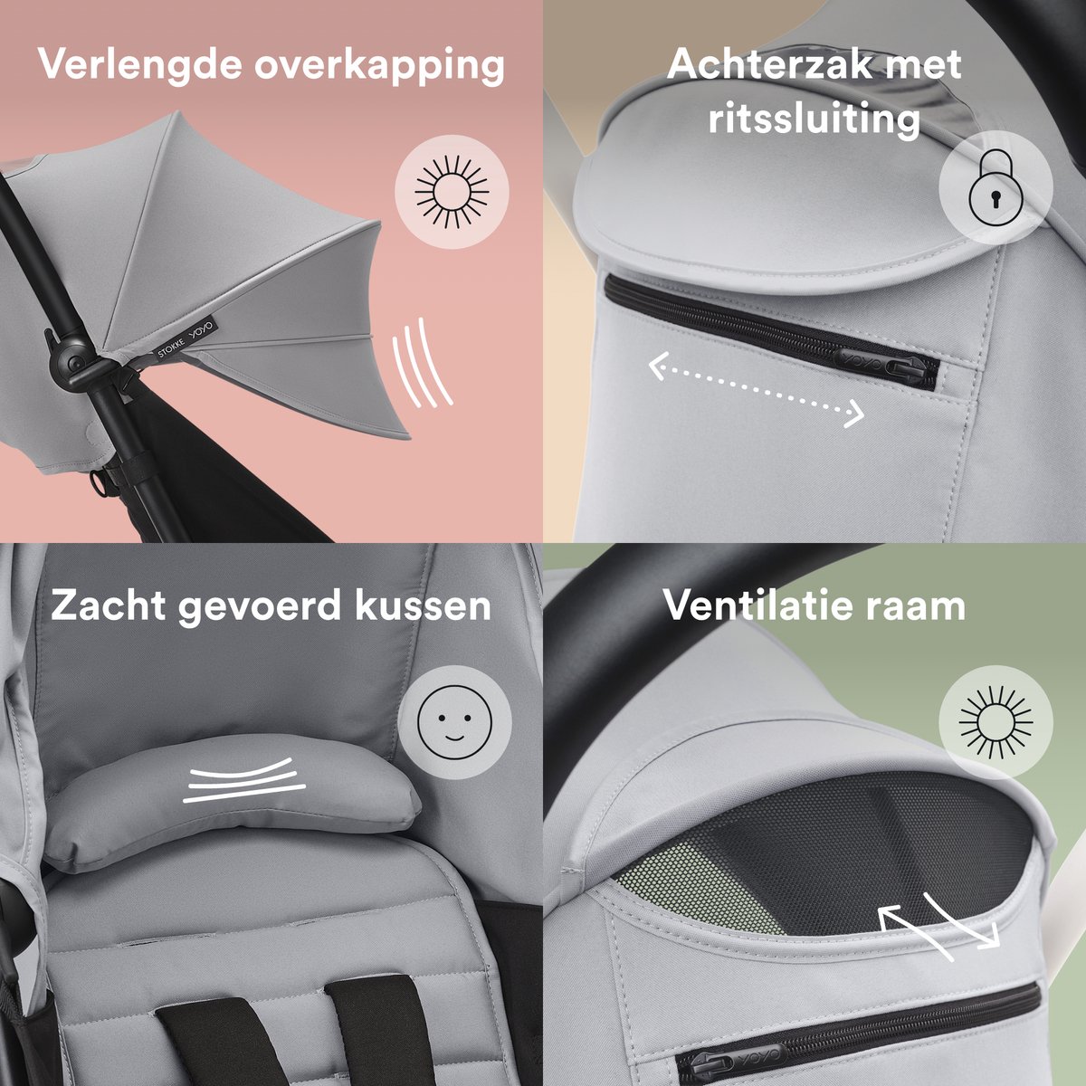 Stokke YOYO 6+ Color Pack Stone Textiel met Uitschuifbare - afbeelding 2