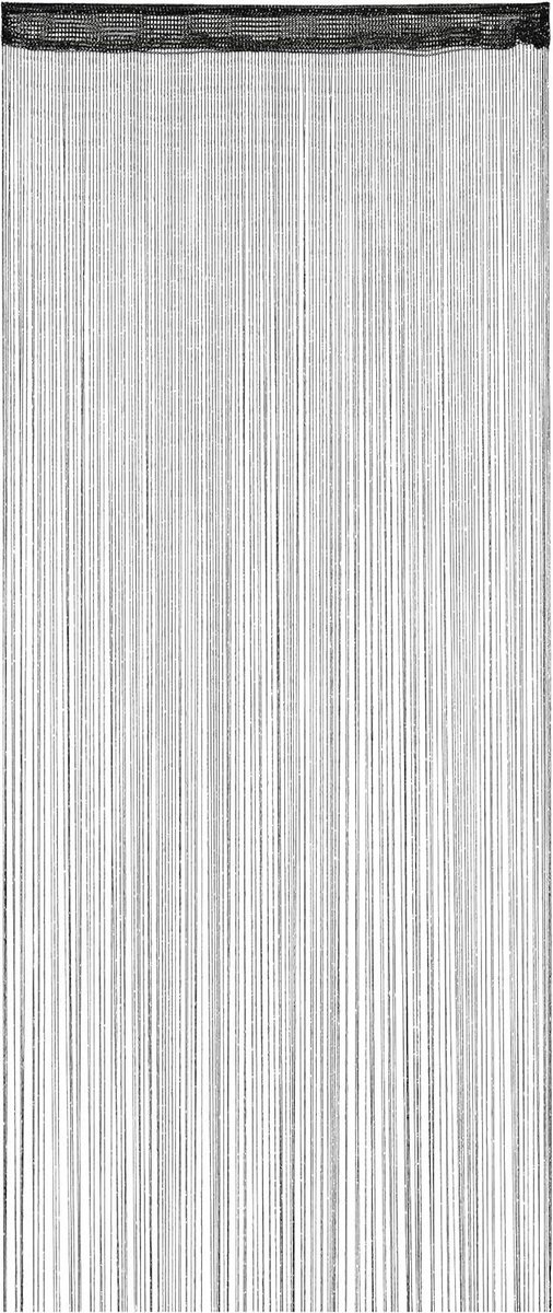 Vliegengordijn Glitter 90x245 cm - In te korten - Trekkoord - Deuren en ramen - Wasbaar - Zwart - Polyester