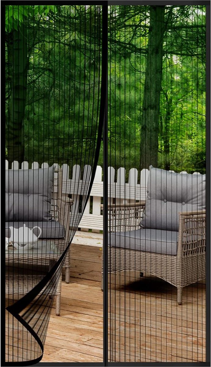 Vliegengordijn - Vliegengaas deuren netten - Patio gordijn - Insectengaas - Buiten houden vliegen - Insecten - Franse deuren hordeur - Magnetisch - Zwart - 120 x 220 cm