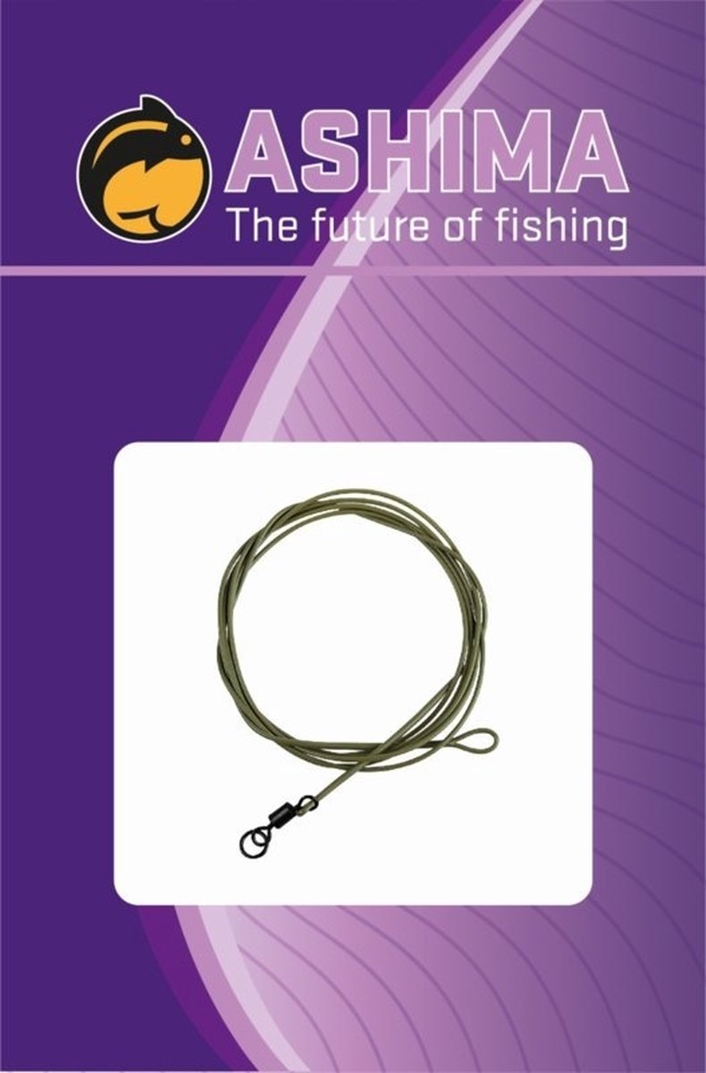 Ashima Coated Leader Loop-R-Swiv 100cm/ 30lbs - Kleur : Weed