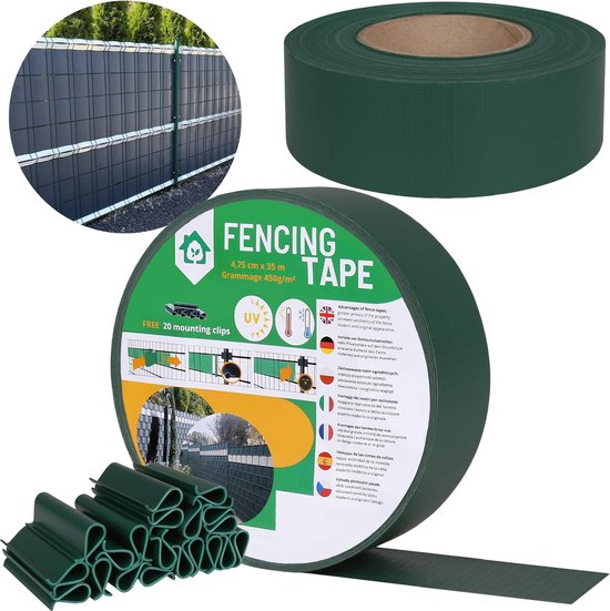 Aquagart Privacyscherm voor hekken, groen, schaduwnet voor zicht en windbescherming in de tuin, zonwering, balkoninkijkbescherming, tennisscherm, sportveld, steigerbeschermingsnet (16 m, groen, 150 g