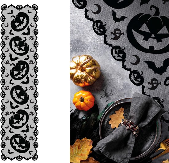 Chemin De Table Halloween Toile D'araignée - 183 X 45 Cm - Déco De Table Effrayante Pour Fête, Intérieur/extérieur, Maison Hantée