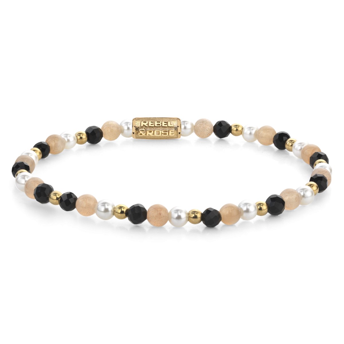 Rebel en Rose - RR-40154-G - Black Glam Rocks Party - 4 mm - armband-Maat S