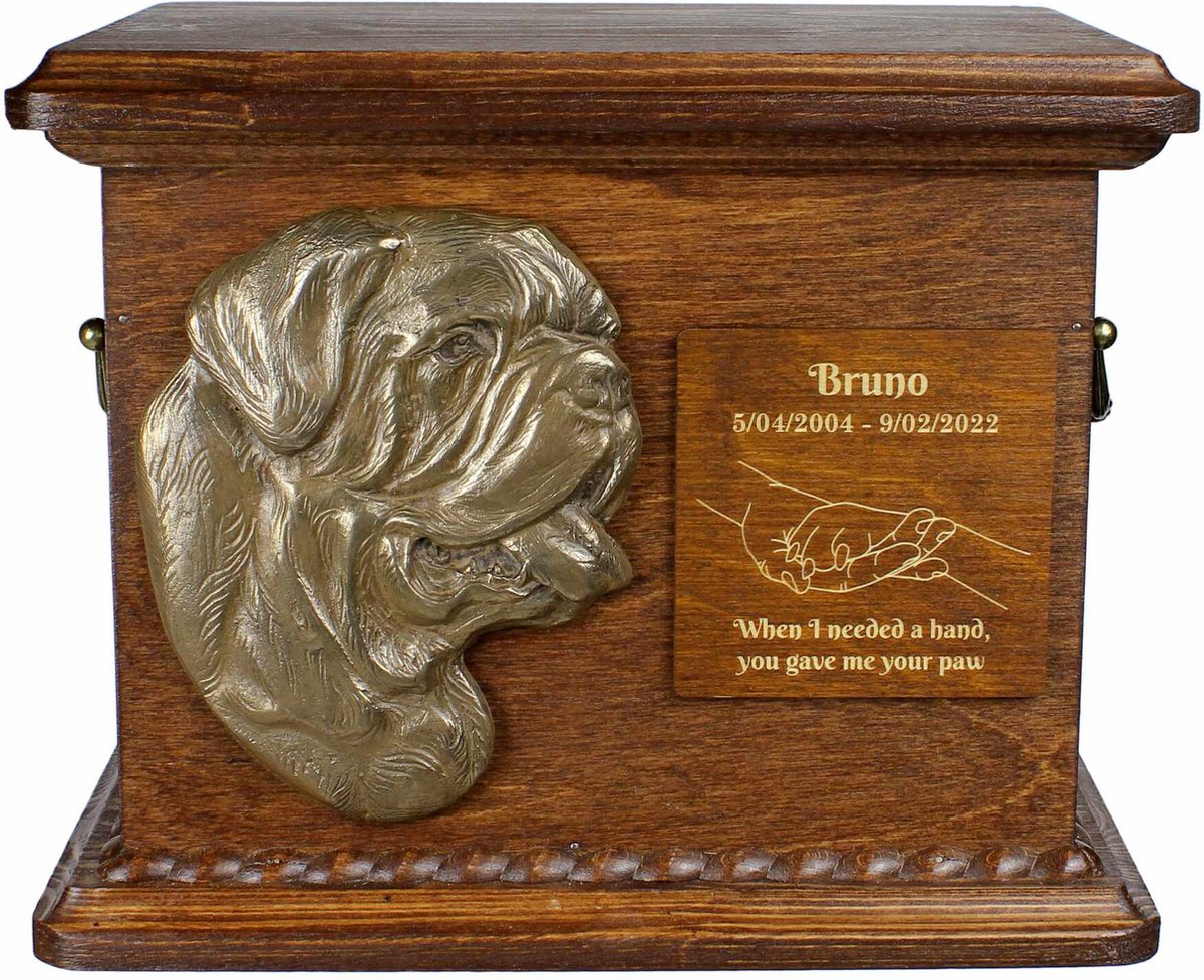 Persoonlijke urn voor Dogue de Bordeaux met gravure en reliëf