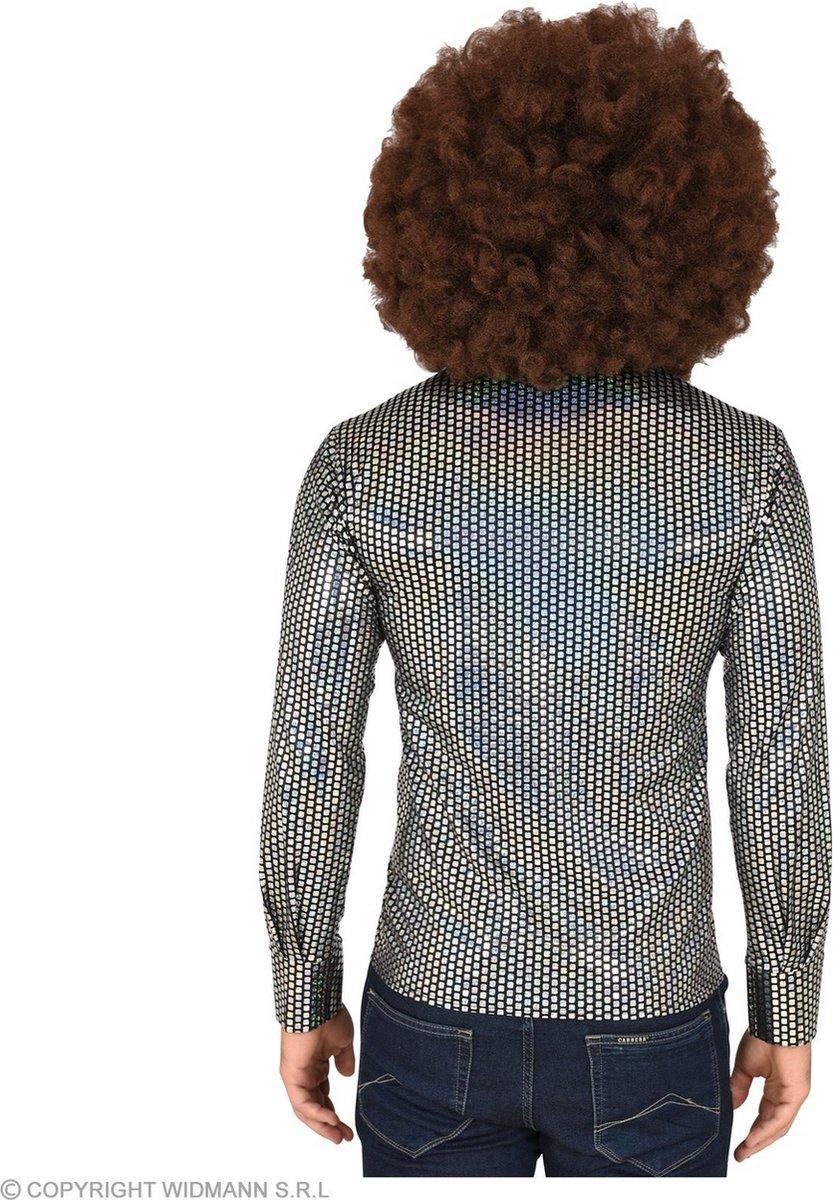 Chemise Disco Années 70 WIDMANN MILANO - Satin Brillant - Manches Longues - Pour Fête Et Carnaval